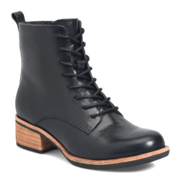 Kork Ease Violeta Black Leather Lace up boots - Picture 1 of 5